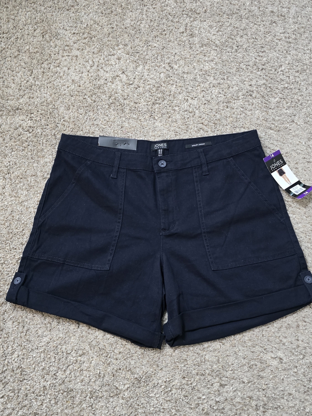 Jones New York Women’s Utility Shorts Size 14 Black Cotton Stretch Twill Pockets